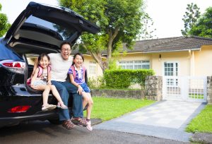 Family sitting in back of SUV | Frederick, MD